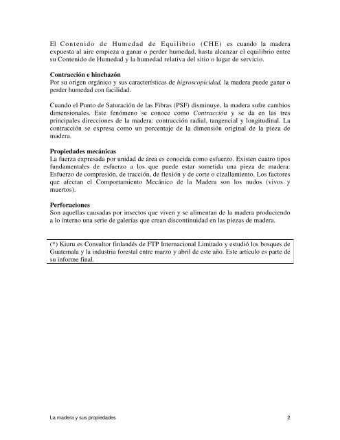 La madera y sus propiedades - Gremial Forestal de Guatemala