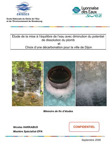 Etude de la mise Ã  l'Ã©quilibre de l'eau avec diminution du ... - ENGEES