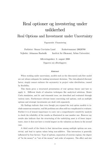 Real optioner og investering under usikkerhed