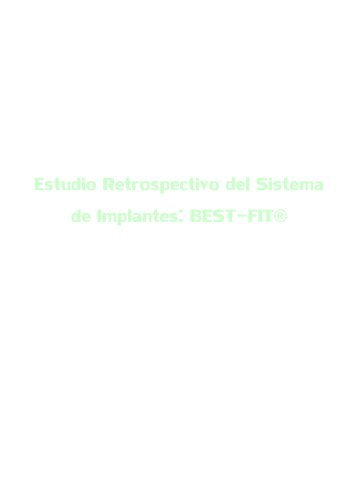 Estudio Retrospectivo del Sistema de Implantes: BEST-FIT - gt medical