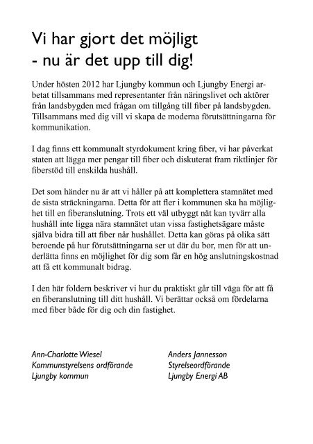 Information om fiber pÃ¥ landsbygden - Ljungby