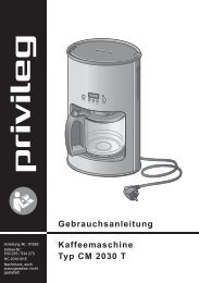 Gebrauchsanleitung Kaffeemaschine Typ CM 2030 T - Privileg