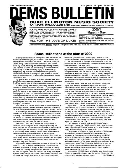 Duke Ellington Music Society A Duke Ellington Panorama