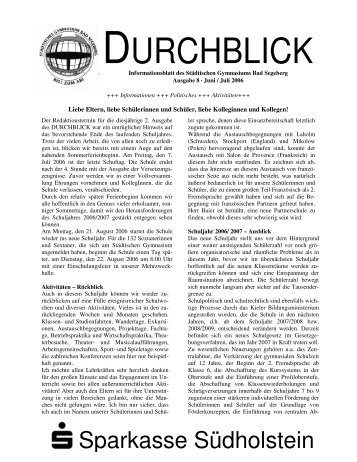 Durchblick Nr. 8 - STG Segeberg