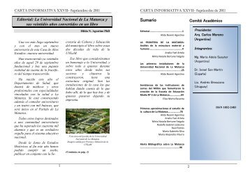 Carta Informativa 27 - Septiembre 2011 - Universidad Nacional de ...