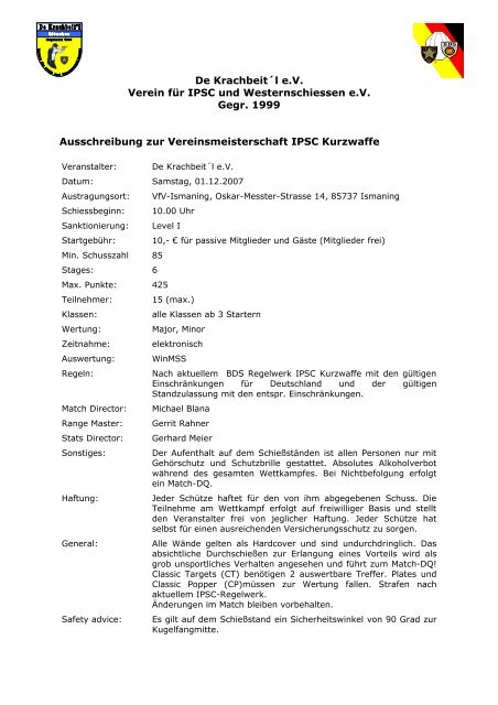 De KrachbeitÂ´l e.V. Verein fÃ¼r IPSC und ... - IPSC Bavaria eV