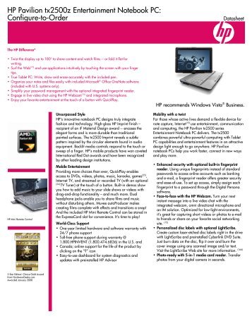 HP Pavilion Data Sheet - Notebook review