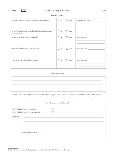 RICHTLINIE 2003/110/EG DES RATES vom 25. November ... - unhcr