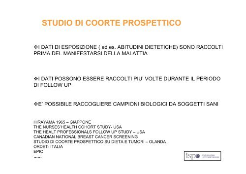 Gli studi di coorte - Centro per lo Studio e la Prevenzione ...