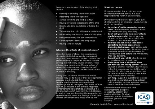 Warning signs of emotional abuse (pdf) - South Africa