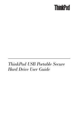 Thinkpad USB Portable Secure Hard Drive User Guide