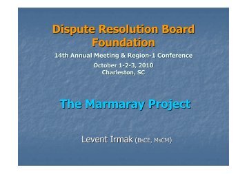 The Marmaray Project - Dispute Resolution Board Foundation