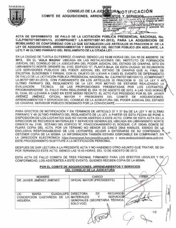 Acta de Diferimiento de Fallo de Mobiliario - Poder Judicial del ...