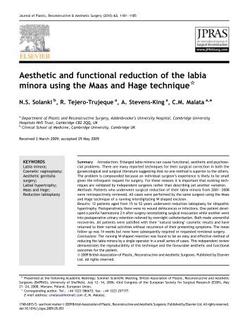 Aesthetic and functional reduction of the labia minora - ResearchGate