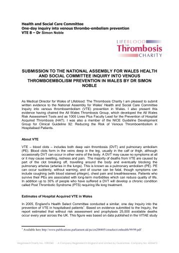 Consultation response: VTE 8 - Dr Simon Noble PDF 436 KB