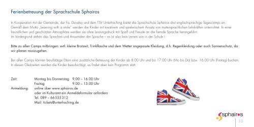 Ferienprogramm Sommer 2012 - Gemeinde Unterhaching