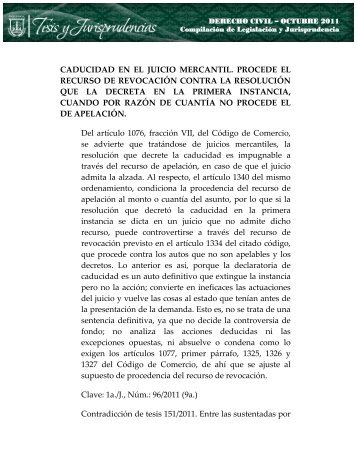 caducidad en el juicio mercantil. procede el recurso de revocaciÃ³n ...