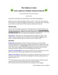 Choir Information Letter and Sign Up form - St. Ambrose School