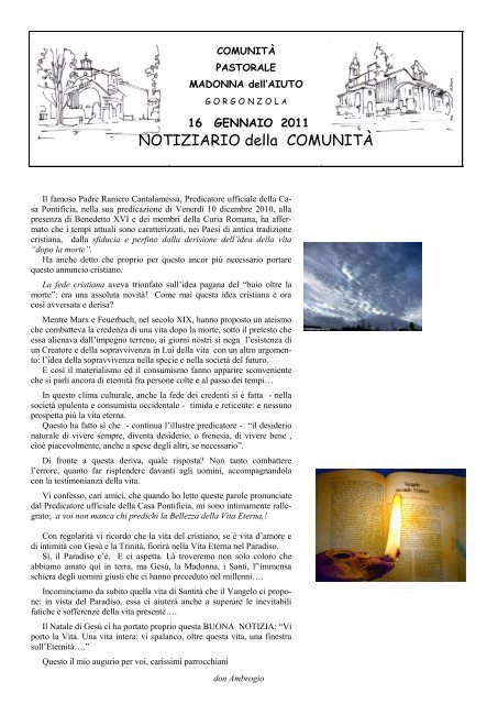 NOTIZIARIO della COMUNITÃ - Chiesadigorgonzola.it