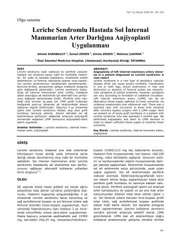 Leriche Sendromlu Hastada Sol İnternal ... - Yeni Tıp Dergisi