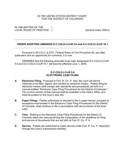General Order 05 2 Colorado District Court General Order 05 2 Colorado District Court