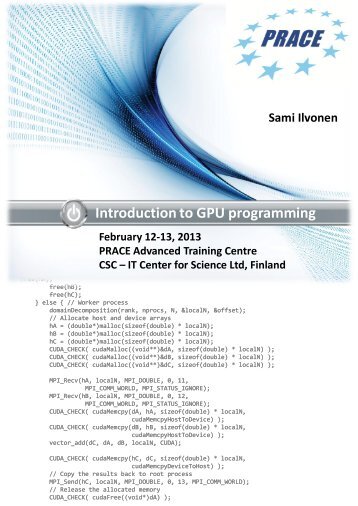 Introduction to GPU programming - Prace Training Portal