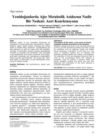 Aort Koarktasyonu - Yeni Tıp Dergisi