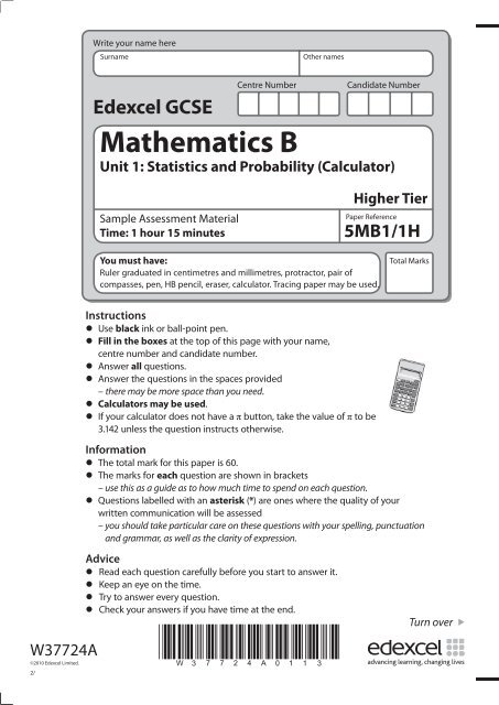 Edexcel Gcse Mathematics B Unit 1