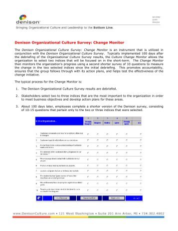 Denison Organizational Culture Survey: Change Monitor