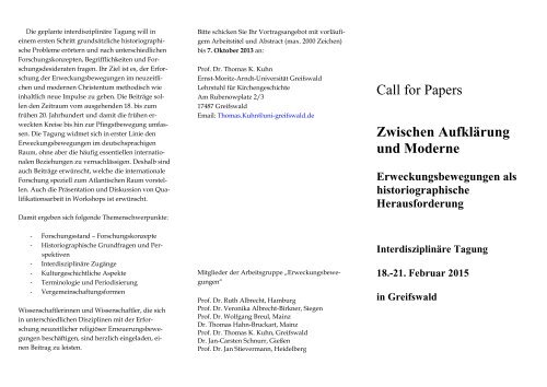 Flyer zur Tagung - Theologischen FakultÃ¤t der Ernst-Moritz-Arndt ...