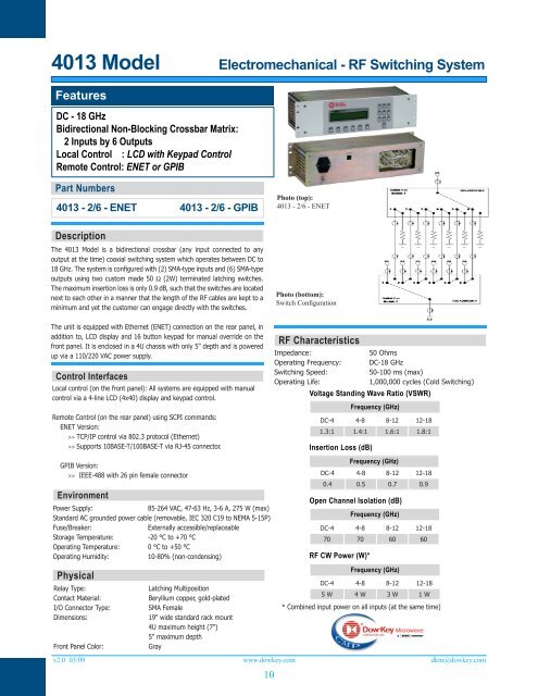 PXI modules / Matrix Portfolio - DowKey Microwave