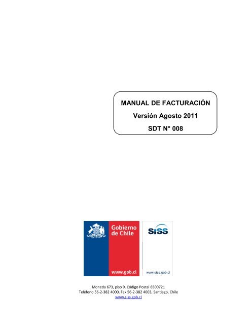 MANUAL DE FACTURACIÃN VersiÃ³n Agosto 2011 SDT NÂ° 008 - Siss