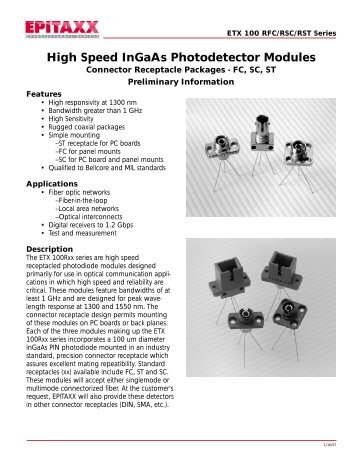 High Speed InGaAs Photodetector Modules