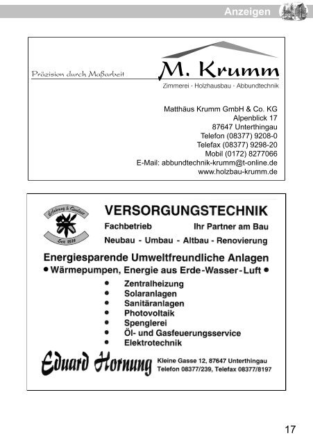 18. Juni ab 17:00 Uhr - Markt Unterthingau