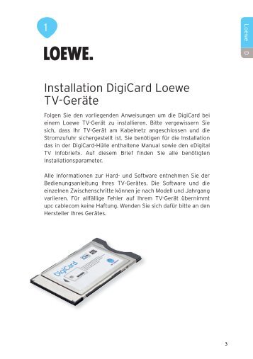 Installation DigiCard Loewe TV-Geräte - upc cablecom