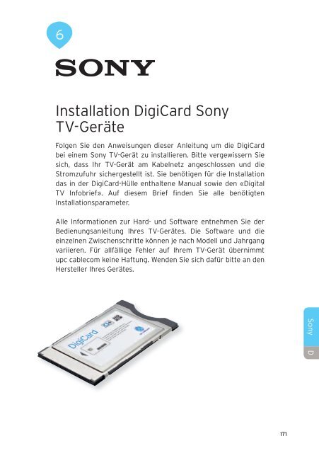 Installation DigiCard Sony TV-Geräte - upc cablecom