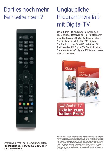 Digitale TV-Sender HD Mediabox - upc cablecom