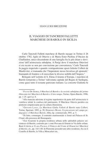 il viaggio di tancredi falletti marchese di barolo in sicilia