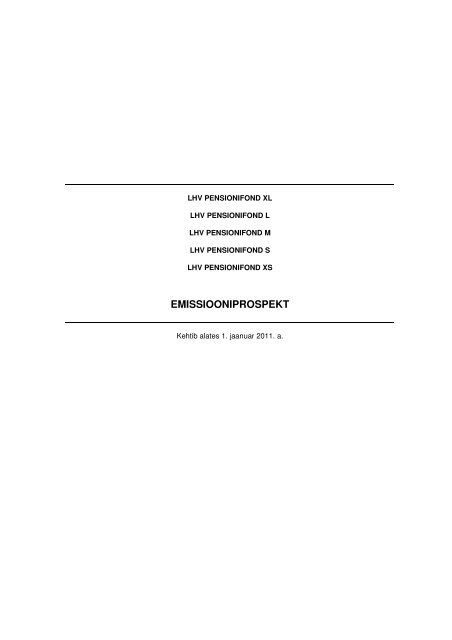 EMISSIOONIPROSPEKT - LHV Pank