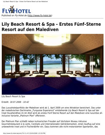 Lily Beach Resort & Spa - Erstes FÃ¼nf-Sterne Resort auf den ...