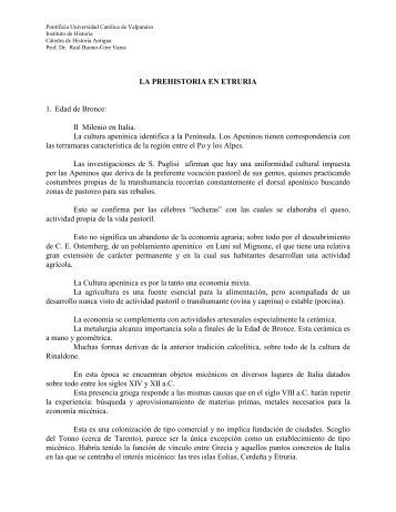 LA PREHISTORIA EN ETRURIA 1. Edad de Bronce - Historia Antigua