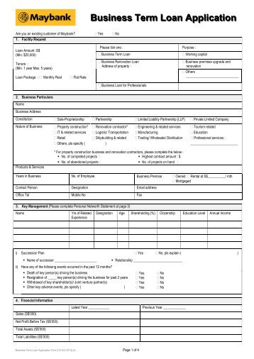 Download the Business Term Loan Application Form - Maybank