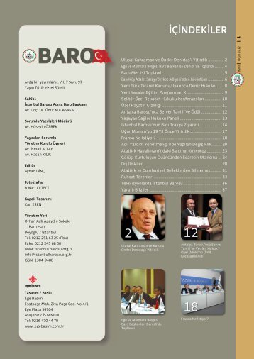 Ä°ÃÄ°NDEKÄ°LER - Ä°stanbul Barosu