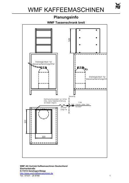 Tassenschrank breit Planungsinfo - WMF Kaffeemaschinen