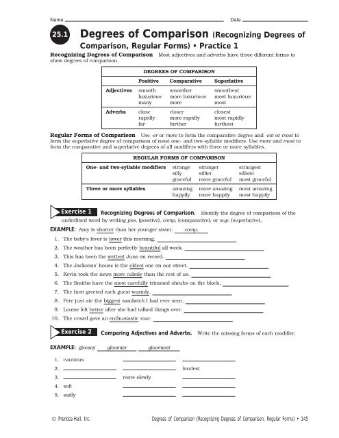 Grammar Exercise Workbook; Ch. 25; 25.1 Degrees of Comparison ...