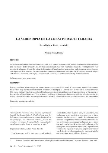 La Serendipia En La Creatividad Literaria - Universidad Peruana ...