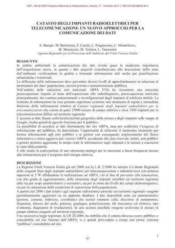 catasto degli impianti radioelettrici per telecomunicazioni - ARPA FVG