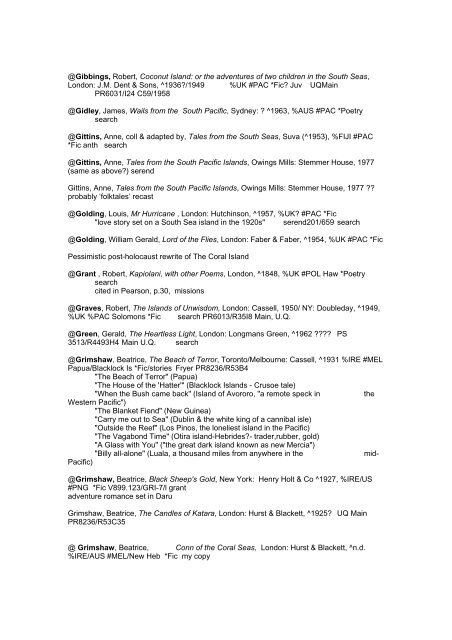 Bibliography of non-indigenous literary writings on the Pacific