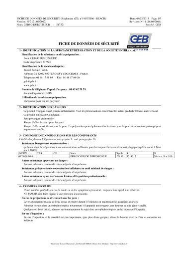 fiche de securite - Geb