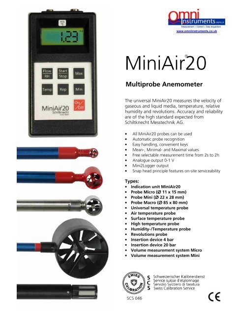 MiniAir 20 Portable Vane Anemometer with Display - Omni Instruments